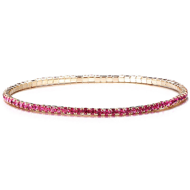 Simple Multicolor Rhinestone Elastic Bracelet 2mm Bling Chain