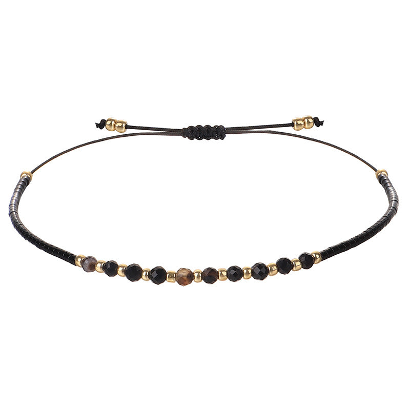 Simple Style 2mm Faceted Stone Bead Handmade Bracelet