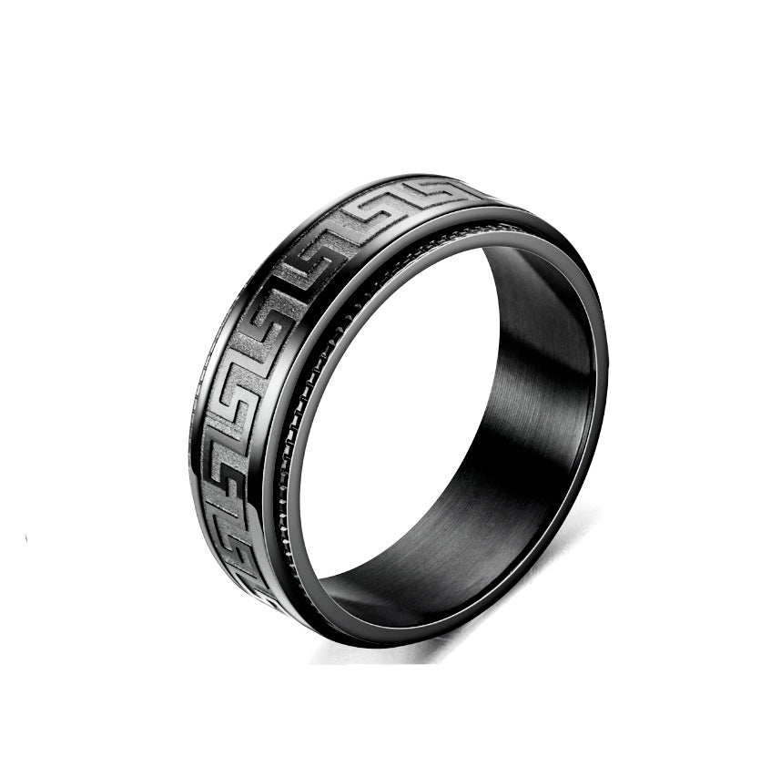 Fashion Geometric Titanium Steel Spinner Men's Ring - Stylish Anxiety Relief Couple Jewelry