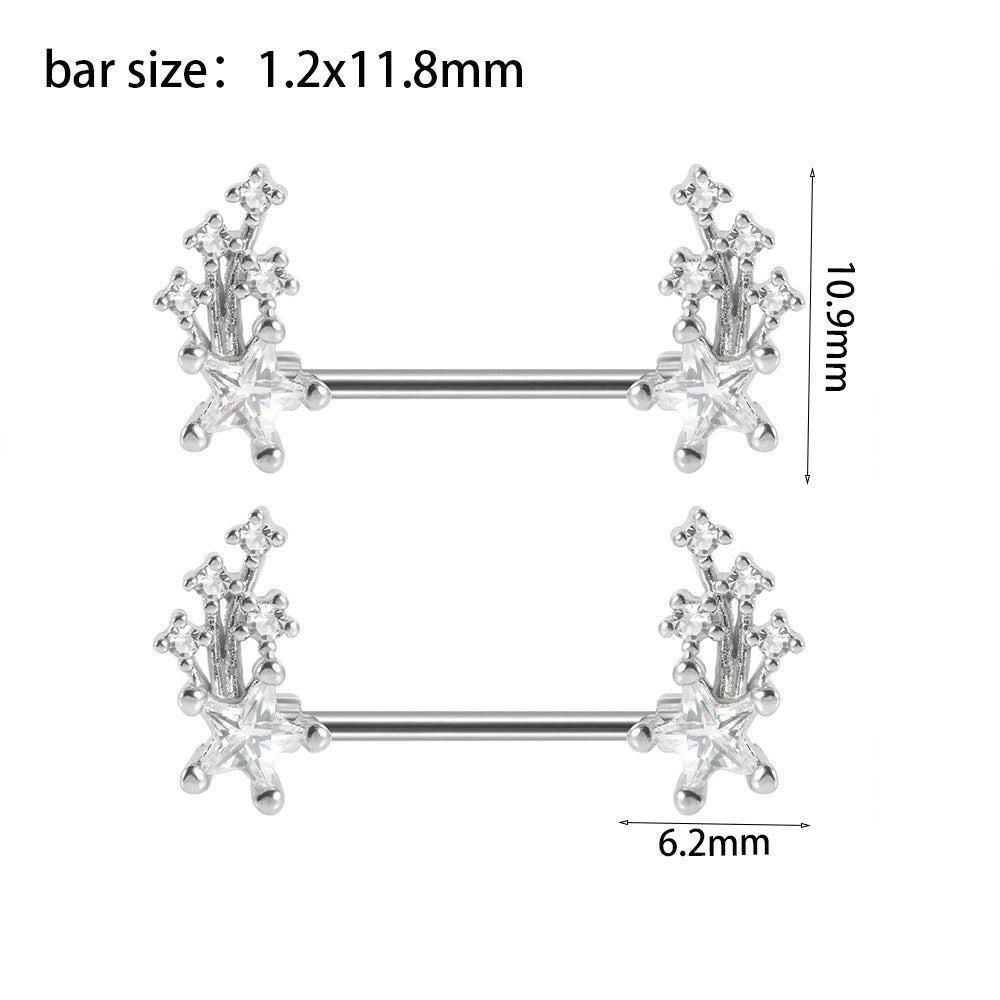 Simple Style Flower & Butterfly Zircon Stainless Steel Body Chain Piercing Jewelry