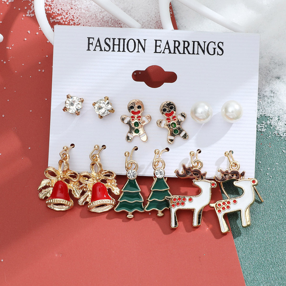 Christmas Snowman and Elk Earrings Set - Festive Holiday Jewelry Collection