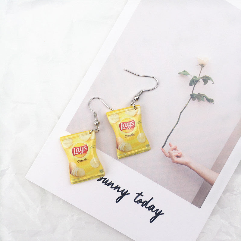 1 Pair Novelty Food Resin Women's Drop Earrings - Creative Handmade Fun Snack Dangle Jewelry