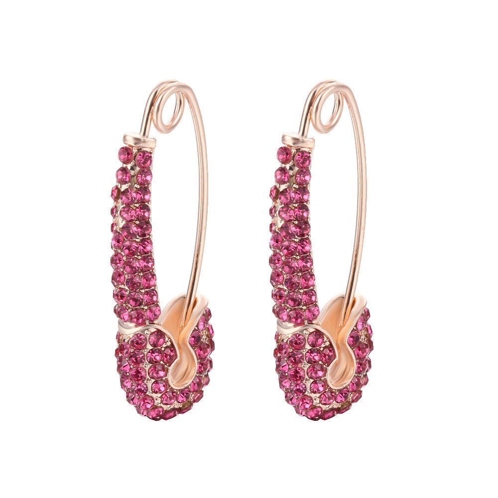 Wholesale Fashion Diamond Brooch Copper Buckle Heart Earrings