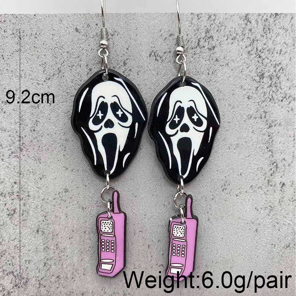 1 Pair Streetwear Halloween Candy Basket Ghost Face Acrylic Drop Earrings