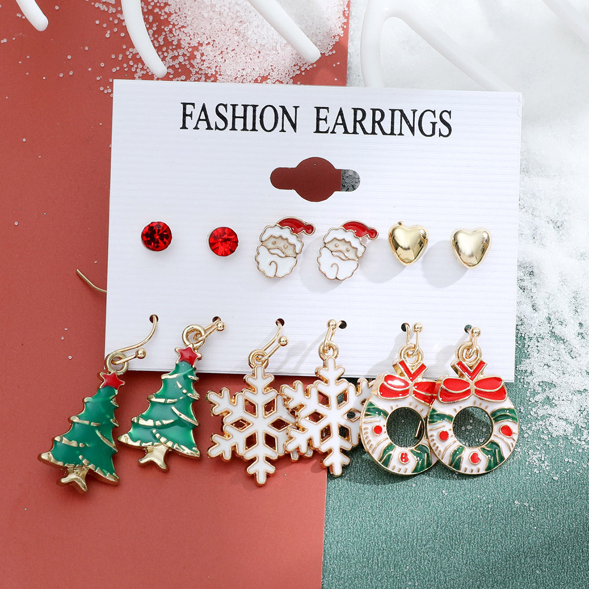 Christmas Snowman and Elk Earrings Set - Festive Holiday Jewelry Collection