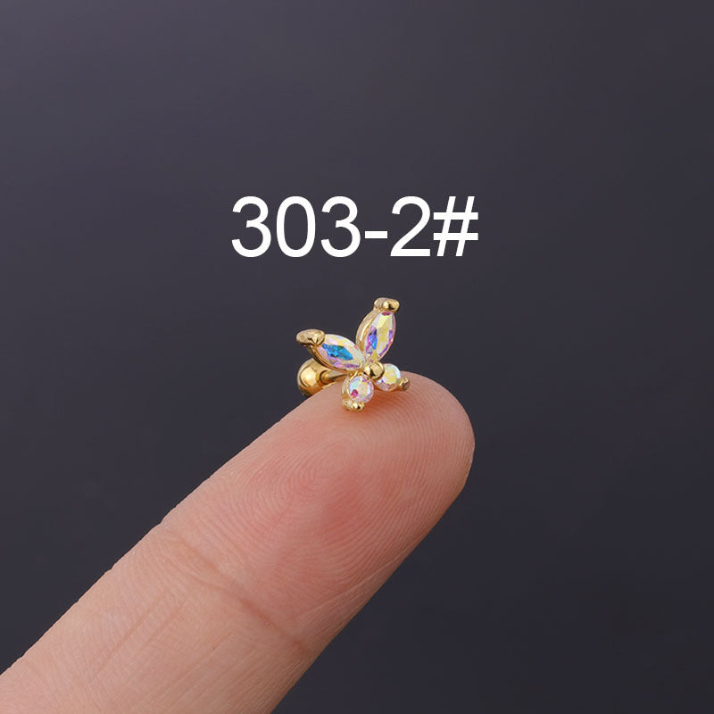 Colorful Butterfly Zircon Insect Stud Earrings