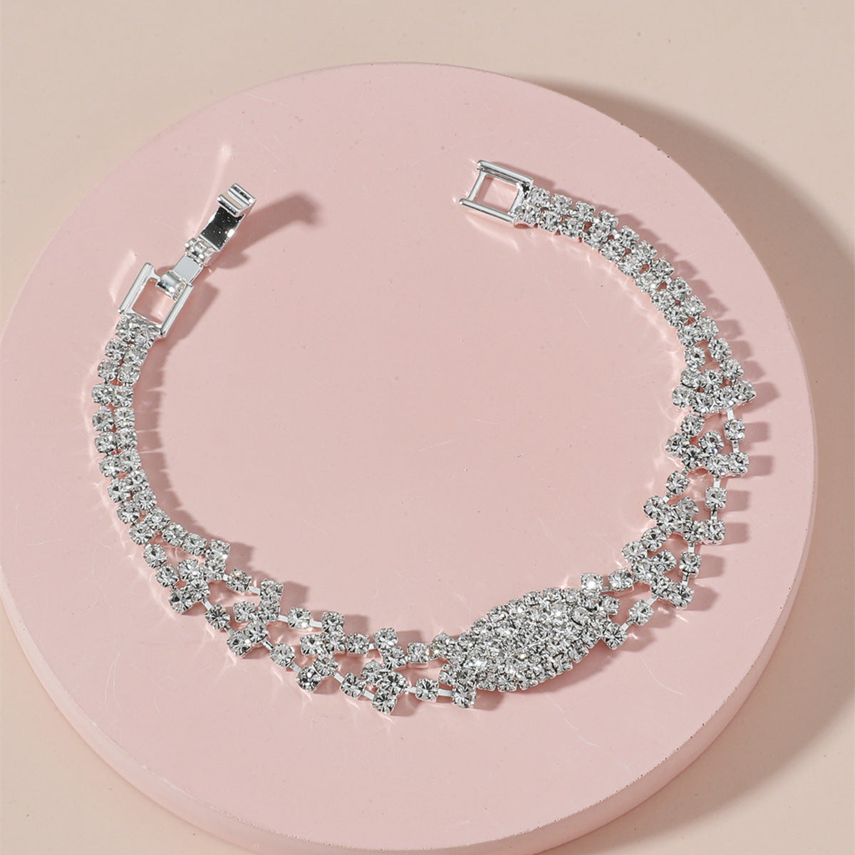 Elegant Rhinestone Copper Bangle Bracelet for Weddings