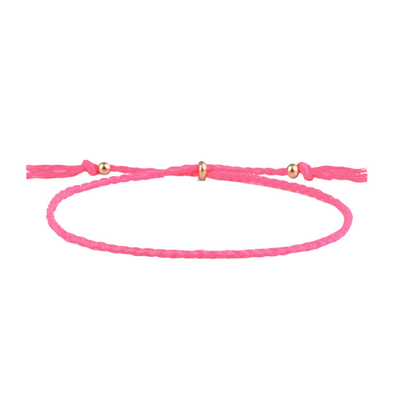 Simple Solid Color Rope Braid Women's Bracelet with Tassel and Copper Beads