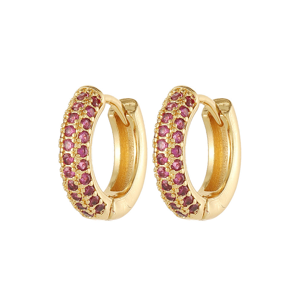 Fashion Round Zircon Gold Plated Hoop Earrings