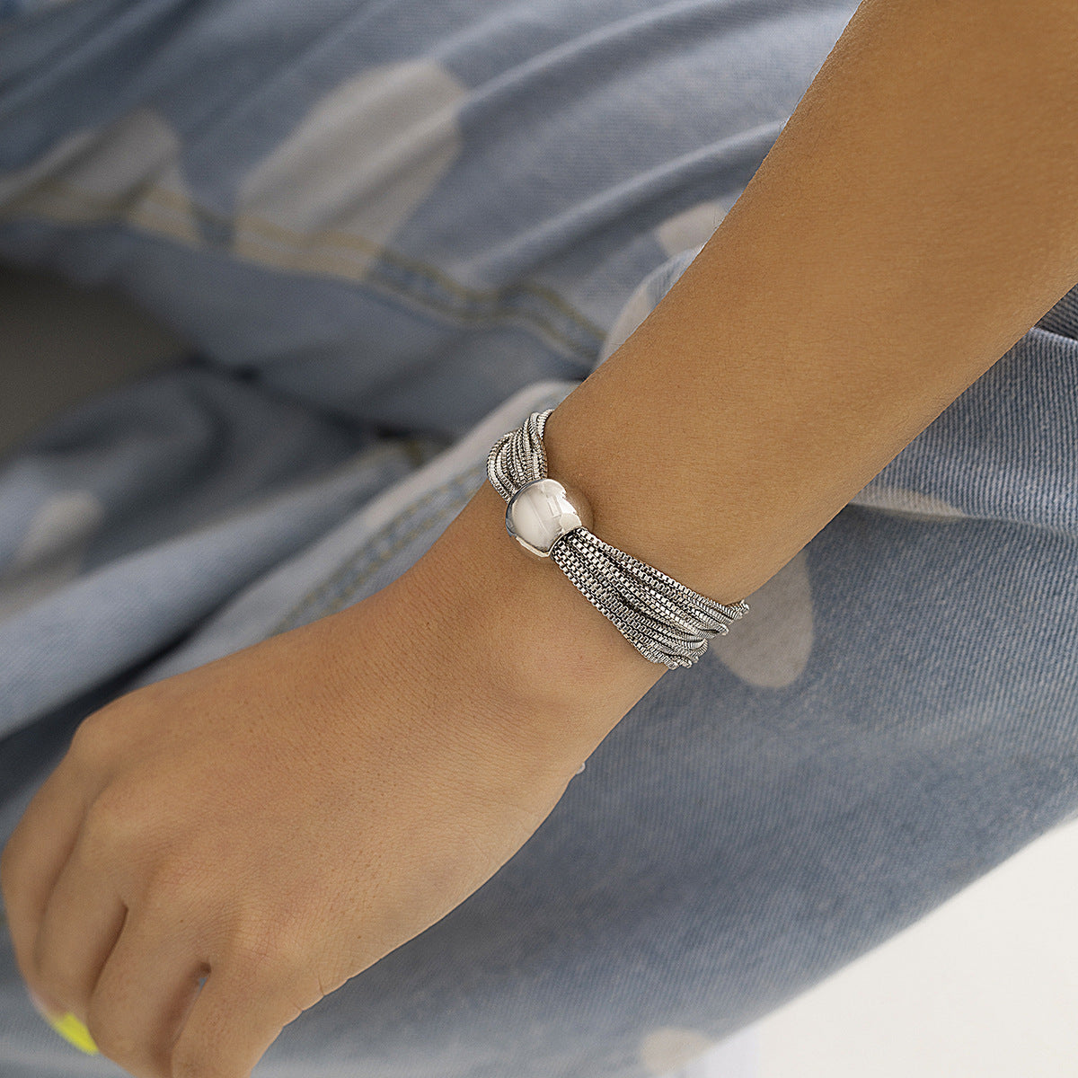 Exaggerated Geometric Ball Multi-Layer Titanium Steel Choker Necklace