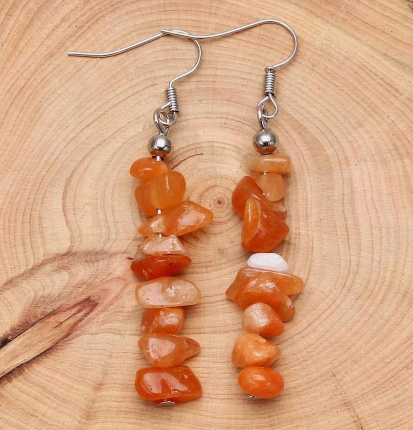 Retro Irregular Natural Crystal Stone Drop Earrings
