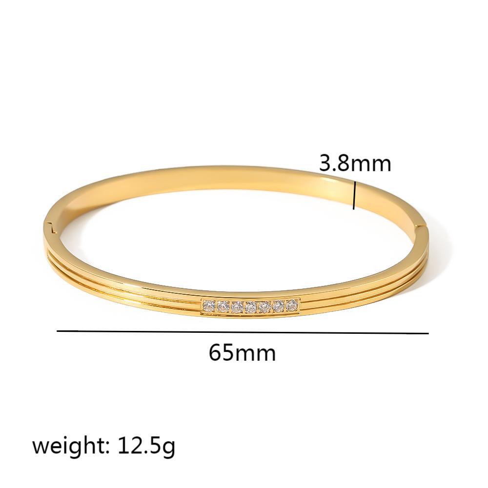 18K Gold Plated Stainless Steel Zircon Star Bangle Bracelet
