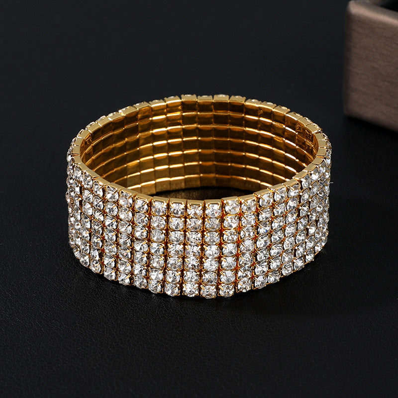 Korean Style Full Diamond Elastic Bracelet Shiny Rhinestone Bangle