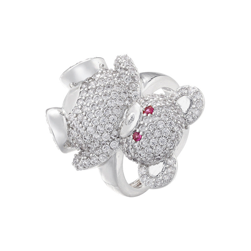 Elegant Luxurious Snake Butterfly Zircon 18K Gold Plated Adjustable Open Rings