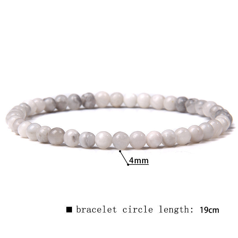 Minimalist Natural Stone Beaded Bracelet - 4mm Gemstone Jewelry for Women