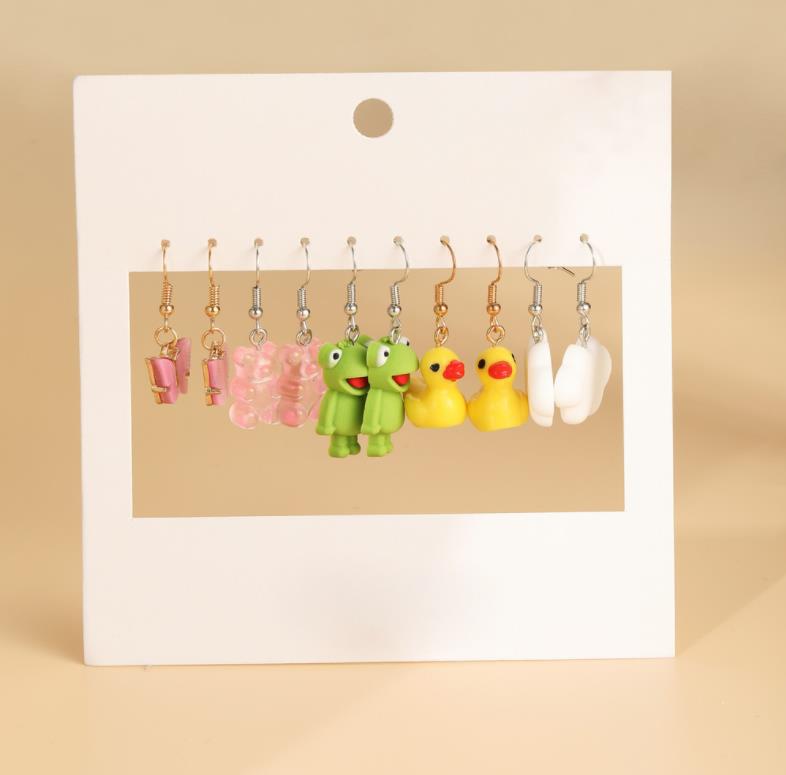 Cute Animal Heart and Mushroom Drop Earrings - Acrylic Alloy with Gold and Silver Plating