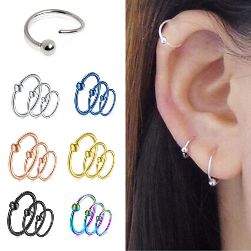 Ethnic Flower Stainless Steel Stud and Hoop Piercing Jewelry