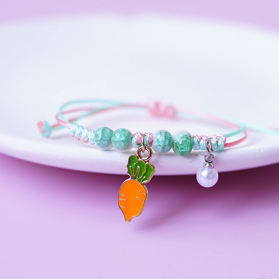 Cute Cartoon Rabbit Carrot Alloy Beaded Friendship Bracelets for Women