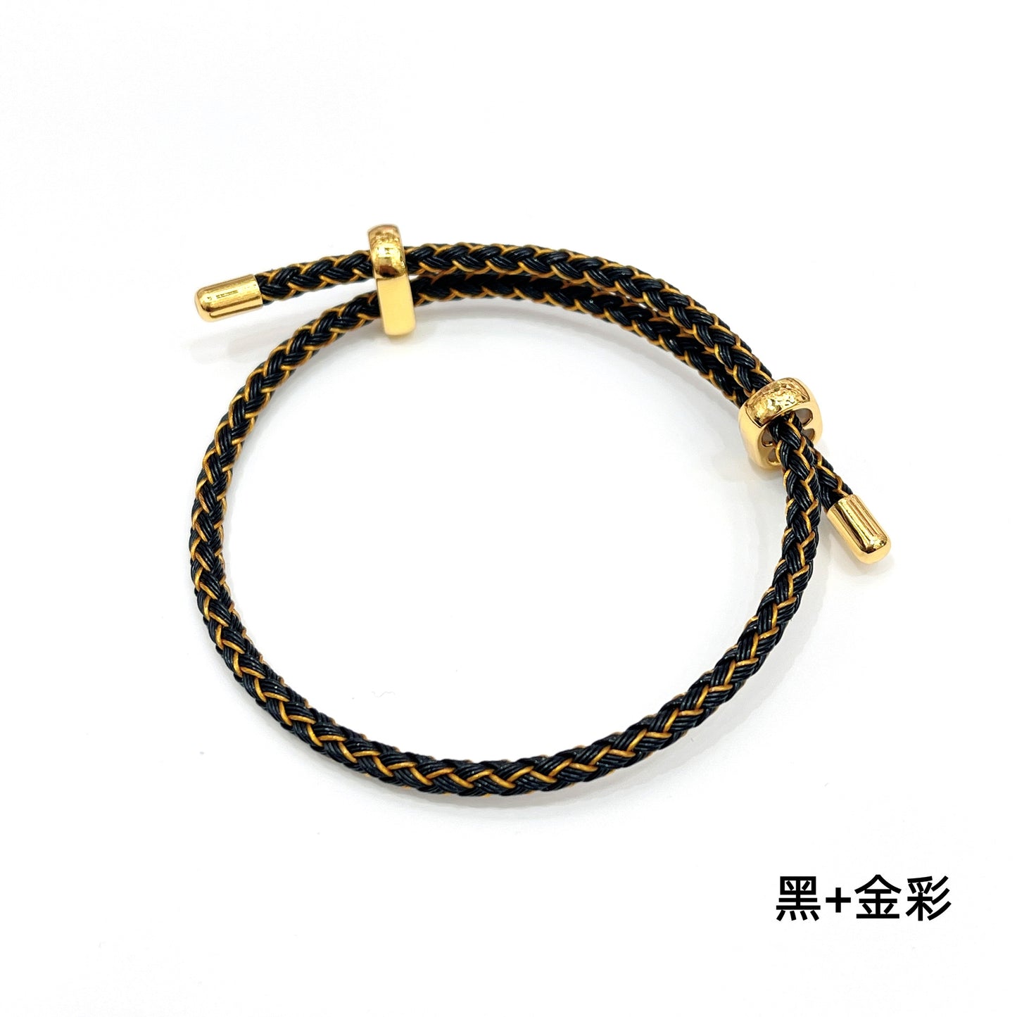 Adjustable Unisex Round Rope Bracelet with Steel Wire and Red String Charm
