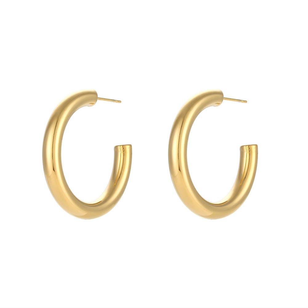 Fashion Large Hoop Earrings Hollow Stainless Steel Statement Earrings