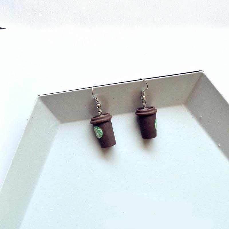 Simple Resin Coffee Cup Drop Earrings for Women