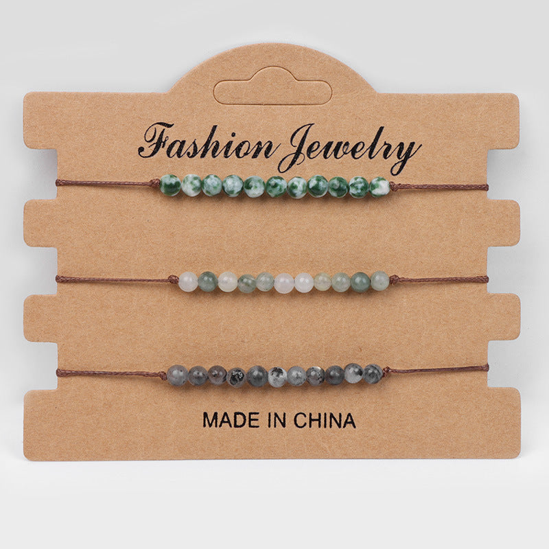 Fashion Irregular Gravel Agate Beaded Bracelet Set - 3 Pieces