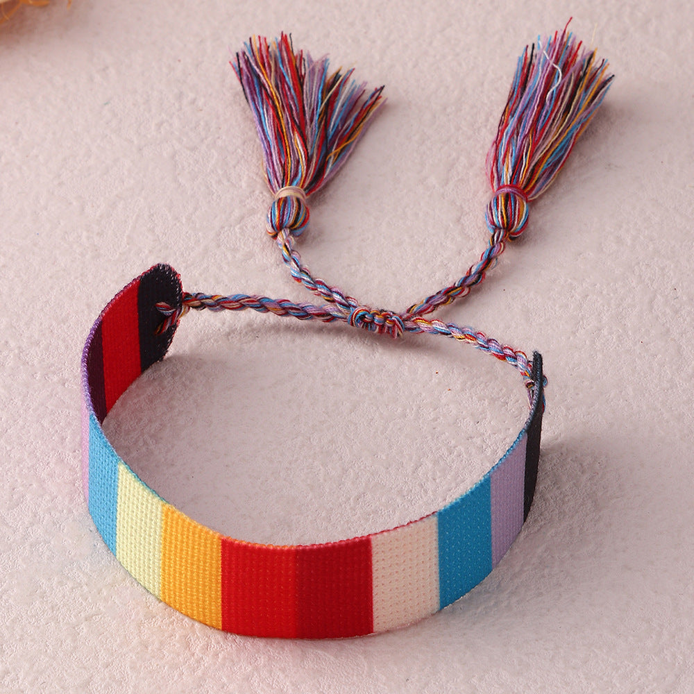 Ethnic Handmade Embroidery Tassel Braided Friendship Bracelet