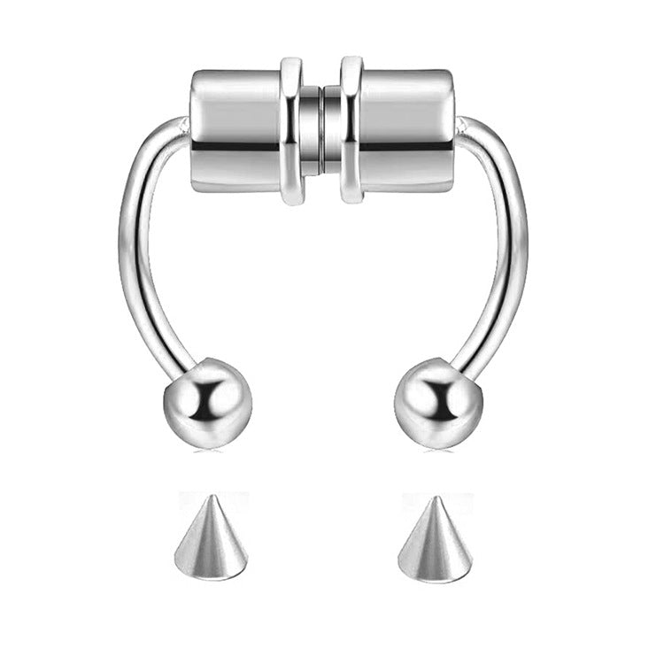 Simple Stainless Steel Magnetic Horseshoe Nose Ring Clip