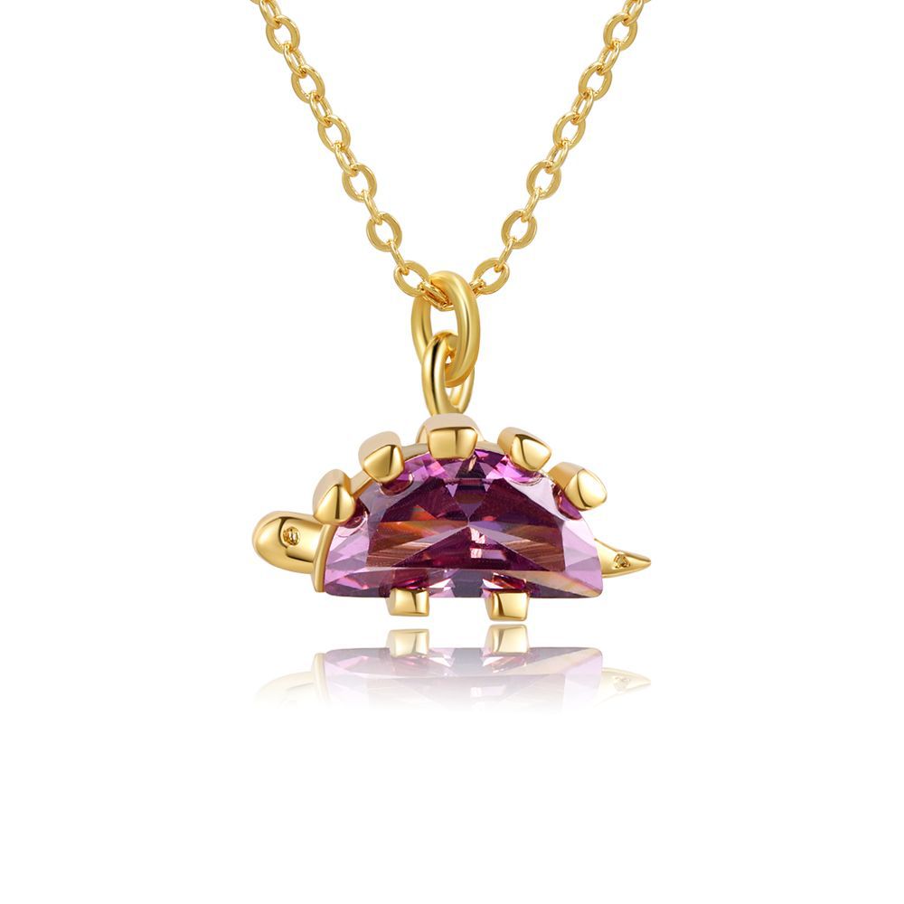 18K Gold Plated Dinosaur Zircon Pendant Necklace