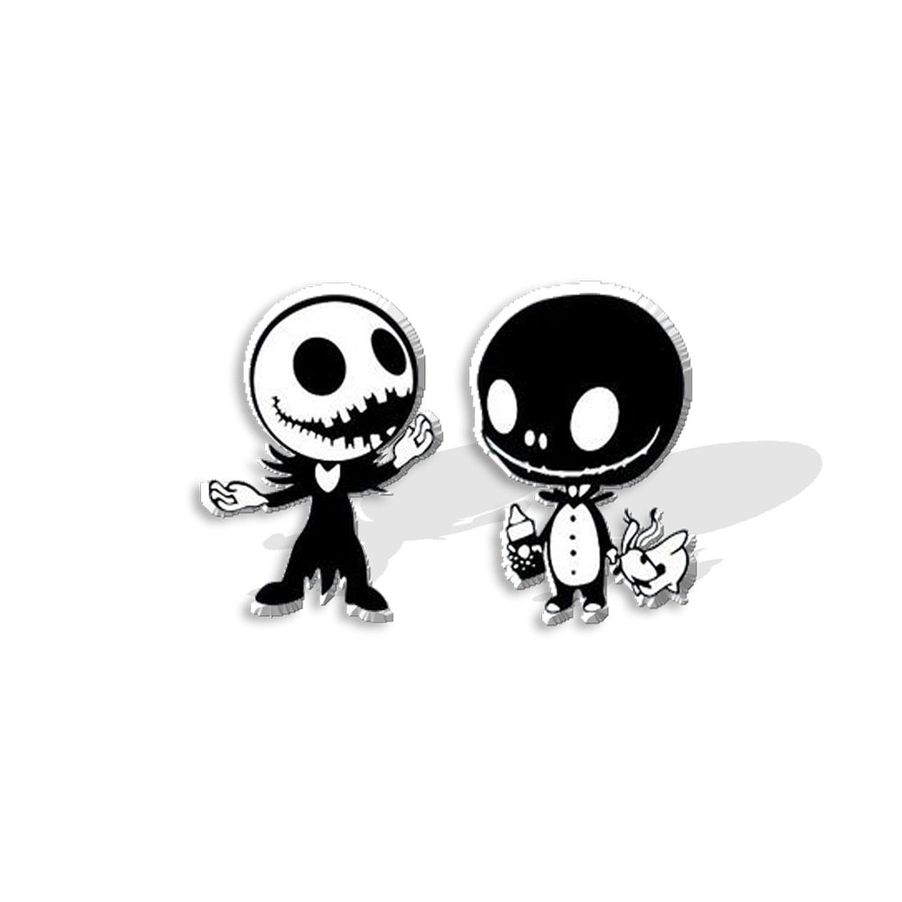 Cartoon Character Acrylic Asymmetric Earrings - Jack Skellington Design