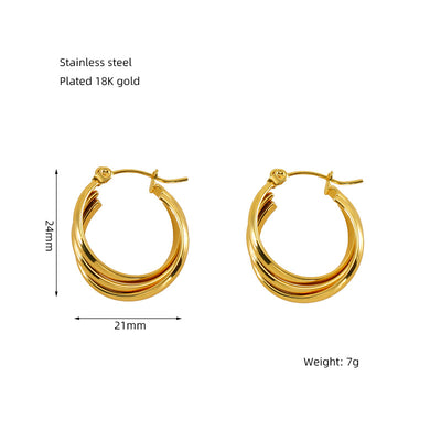 1 Pair Elegant U Shape 18K Gold Plated Stainless Steel Titanium Hoop Earrings