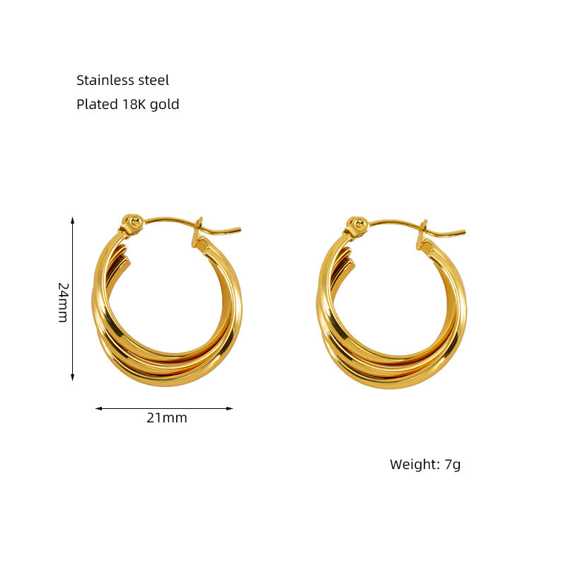 1 Pair Elegant U Shape 18K Gold Plated Stainless Steel Titanium Hoop Earrings