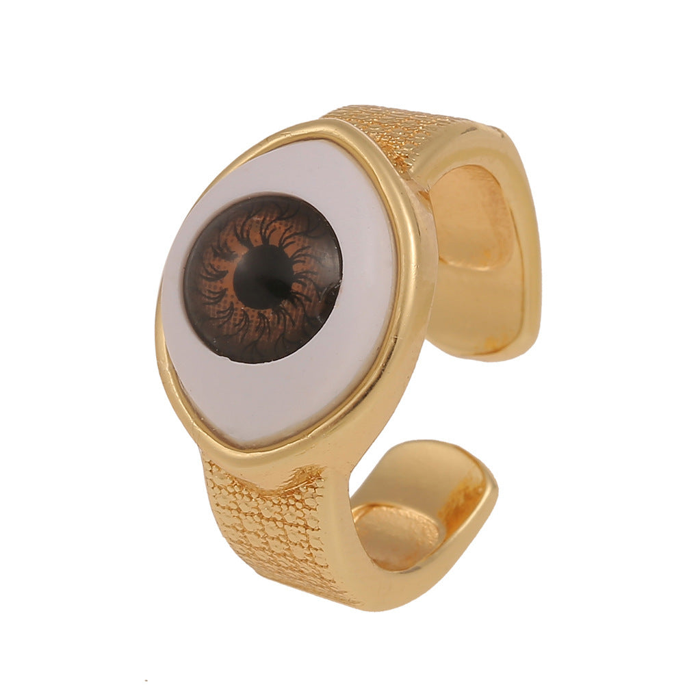 Fashion Copper Plated Gold Evil Eye Women's Minimalist Tail Ring