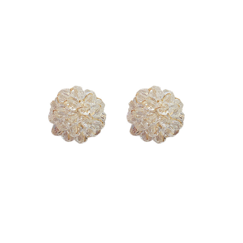 Fashion Geometric Crystal Flower Resin Earrings with S925 Silver Studs