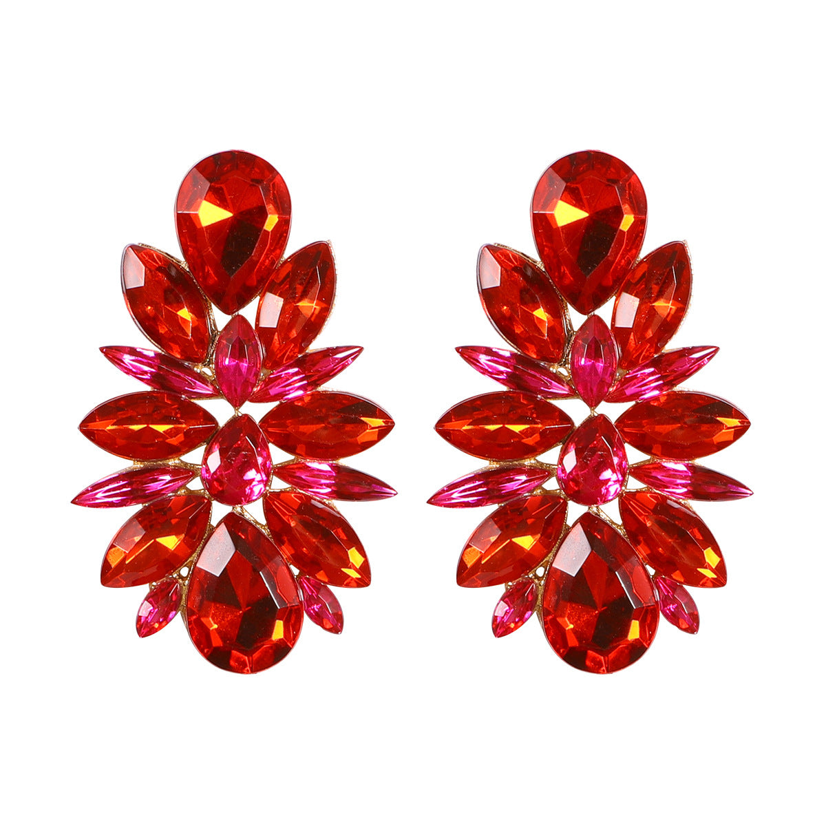 Elegant Rhinestone Flower Drop Earrings for Women