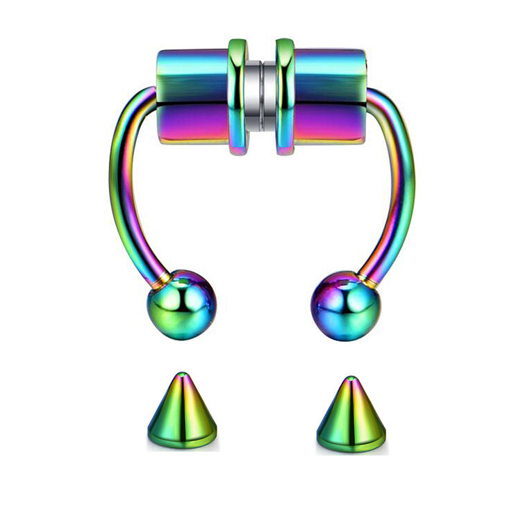 Simple Stainless Steel Magnetic Horseshoe Nose Ring Clip