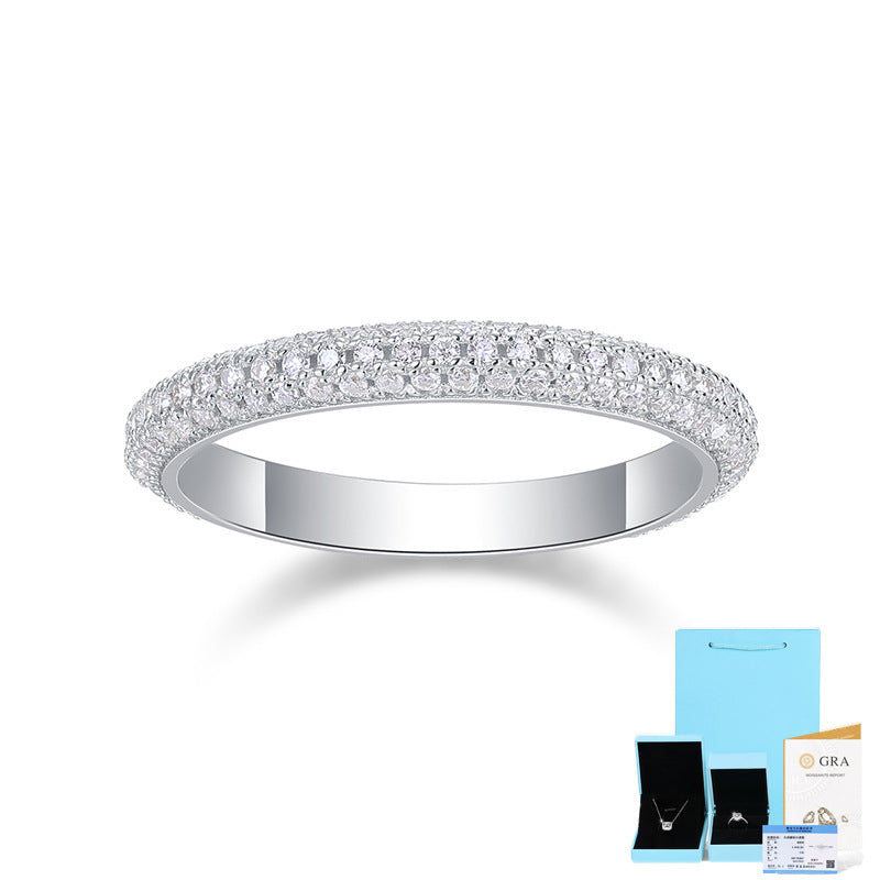 Elegant Geometric Sterling Silver Moissanite Ring