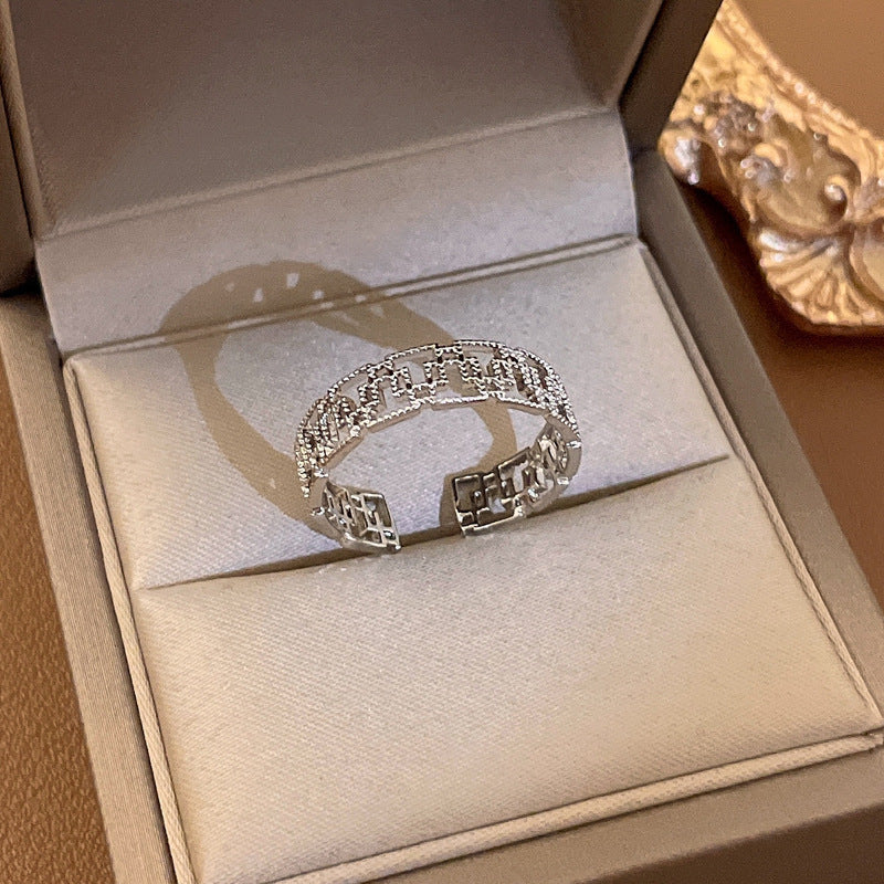 Fashion Heart & Bow Knot Zircon Adjustable Copper Ring