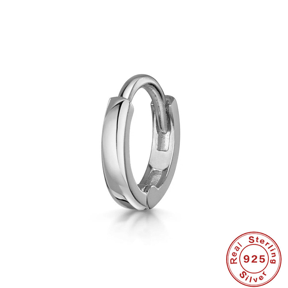 Retro Sterling Silver Zircon Inlay Hoop Earrings