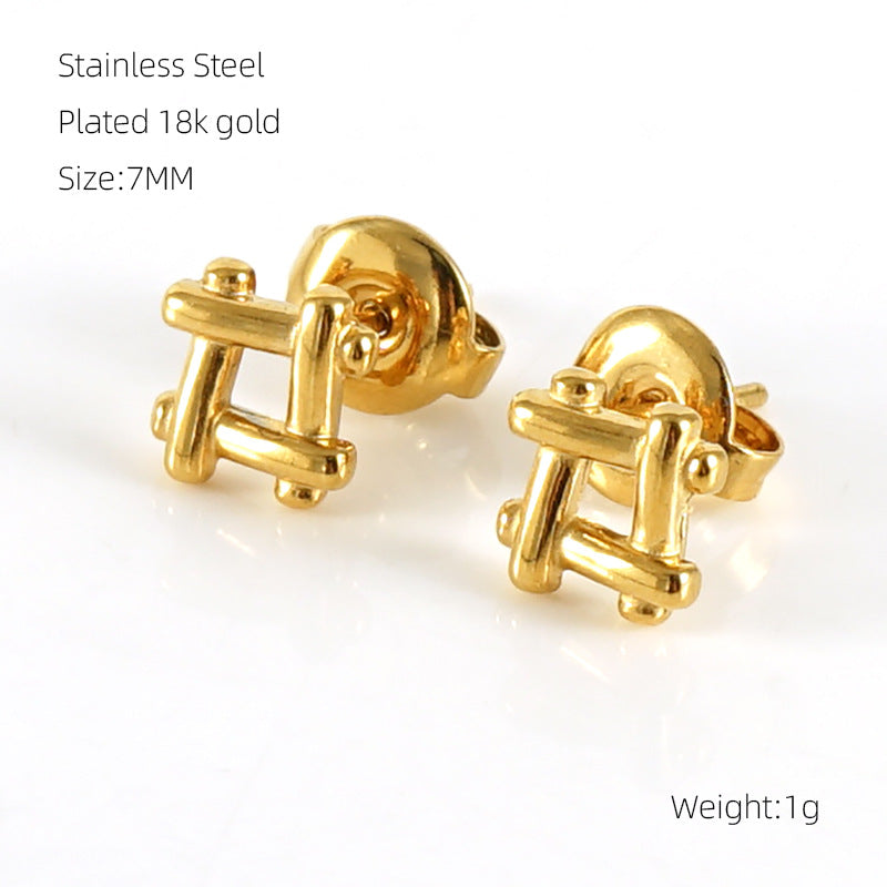 1 Pair Minimalist Geometric 18K Gold Plated Stainless Steel Stud Earrings