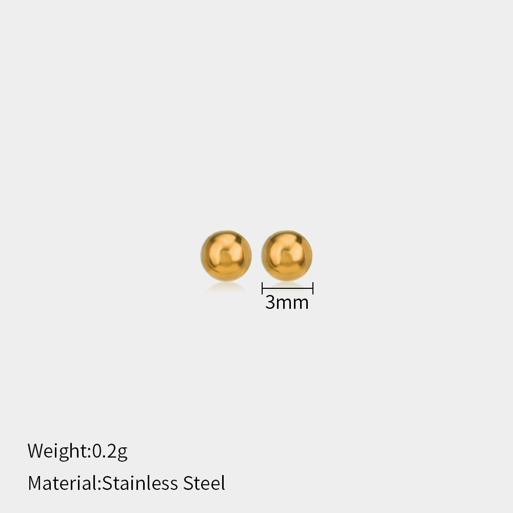 Minimalist Stainless Steel Ball Stud Earrings for Women - 1mm/4mm Round Bead Design