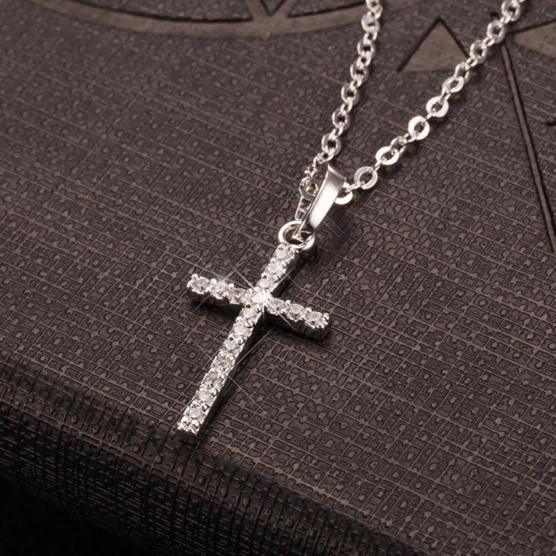 Casual Zircon Cross Pendant Necklace - Fashion Alloy Jewelry
