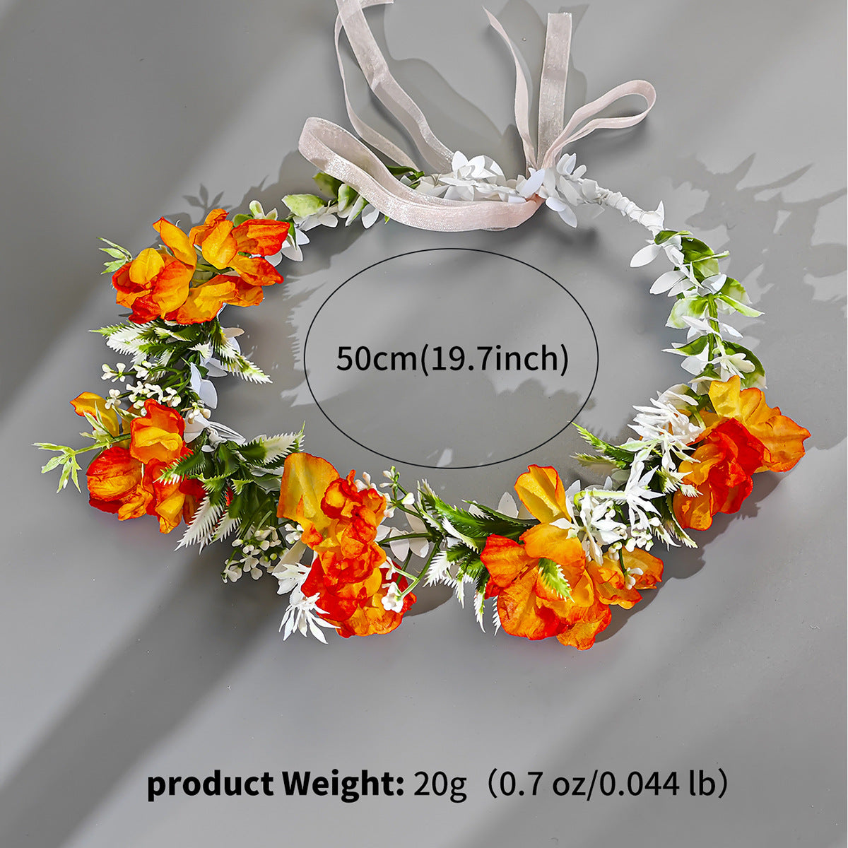 Floral Fabric Hairband Bridal Wedding Photo Shoot Accessory - White
