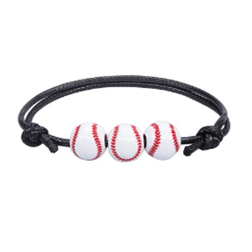 Acrylic Sports Bracelet - Basketball, Football, Baseball, Tennis Unisex Handmade Cord Design