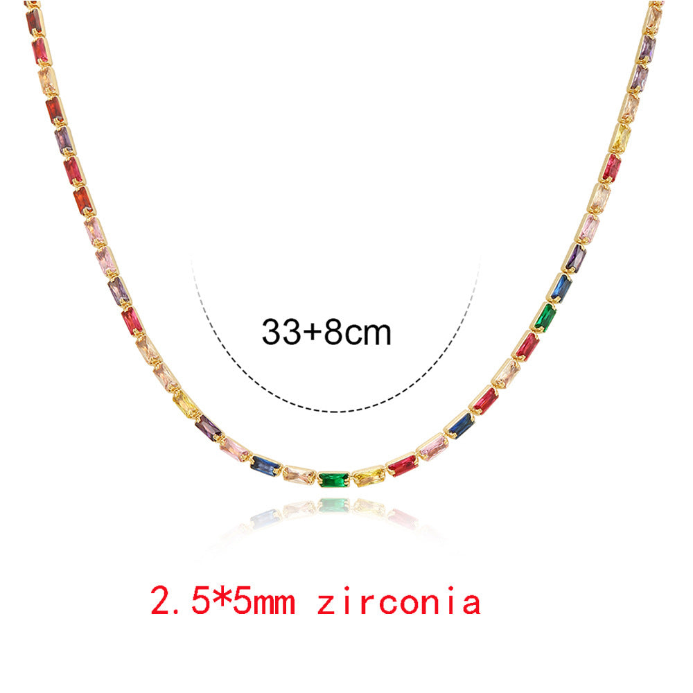 Fashion Multicolor Zircon Geometric Copper Necklace