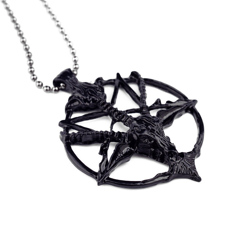 Vintage Skull and Ram Head Alloy Pendant Necklace