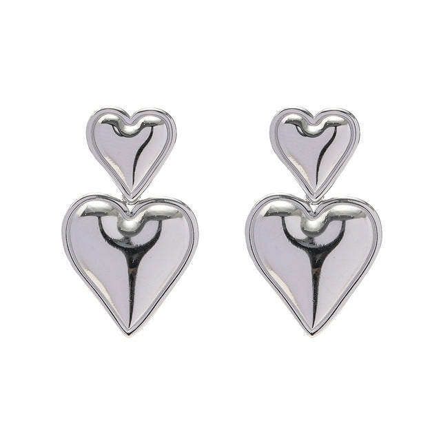 Elegant Heart Shape Titanium Steel Drop Earrings for Women