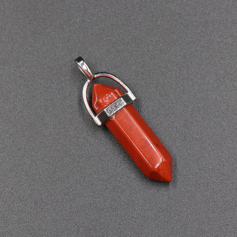Hexagon Prism Crystal Bullet Pendant Necklace