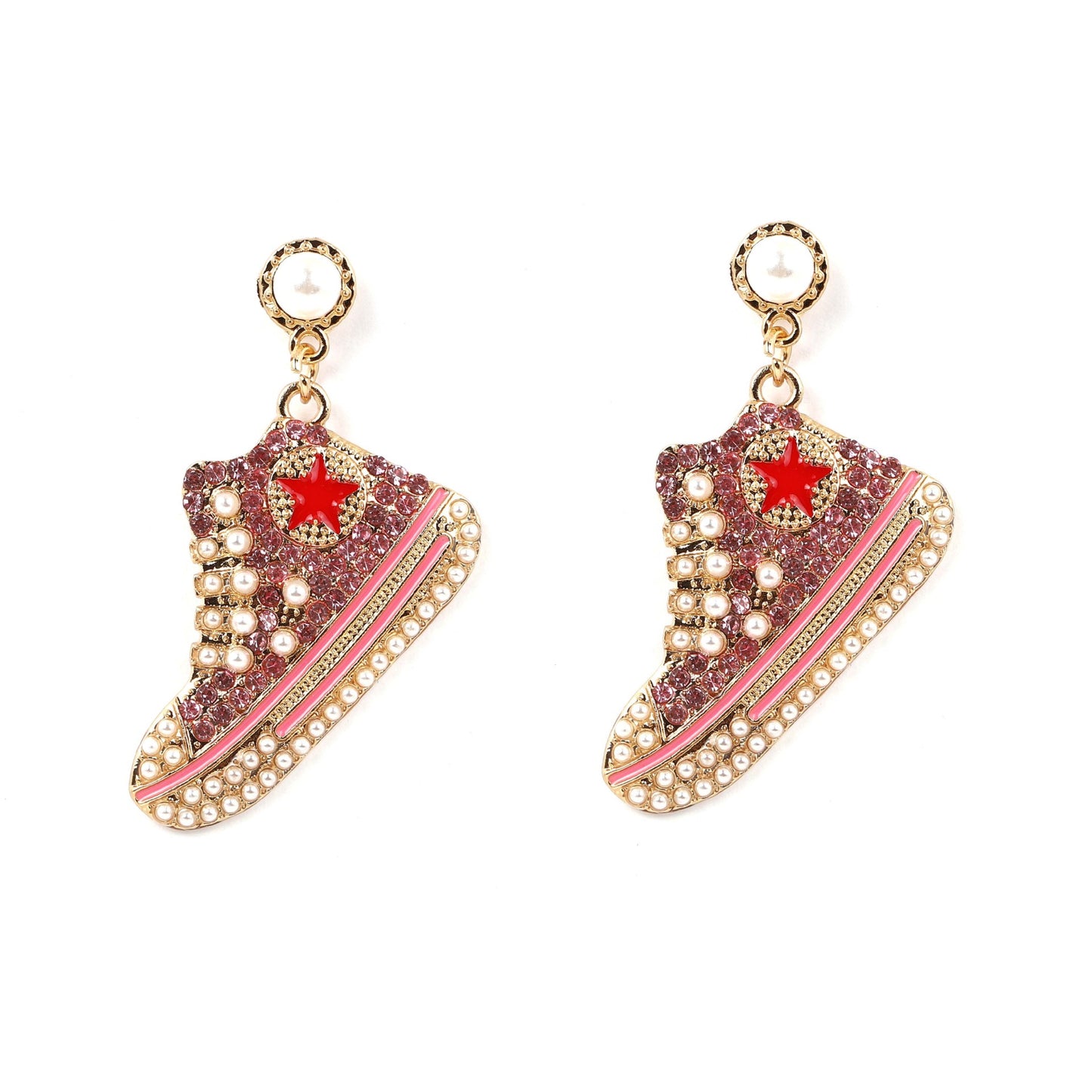 Fashion Shoe Imitation Pearl Rhinestone Alloy Drop Earrings for Women