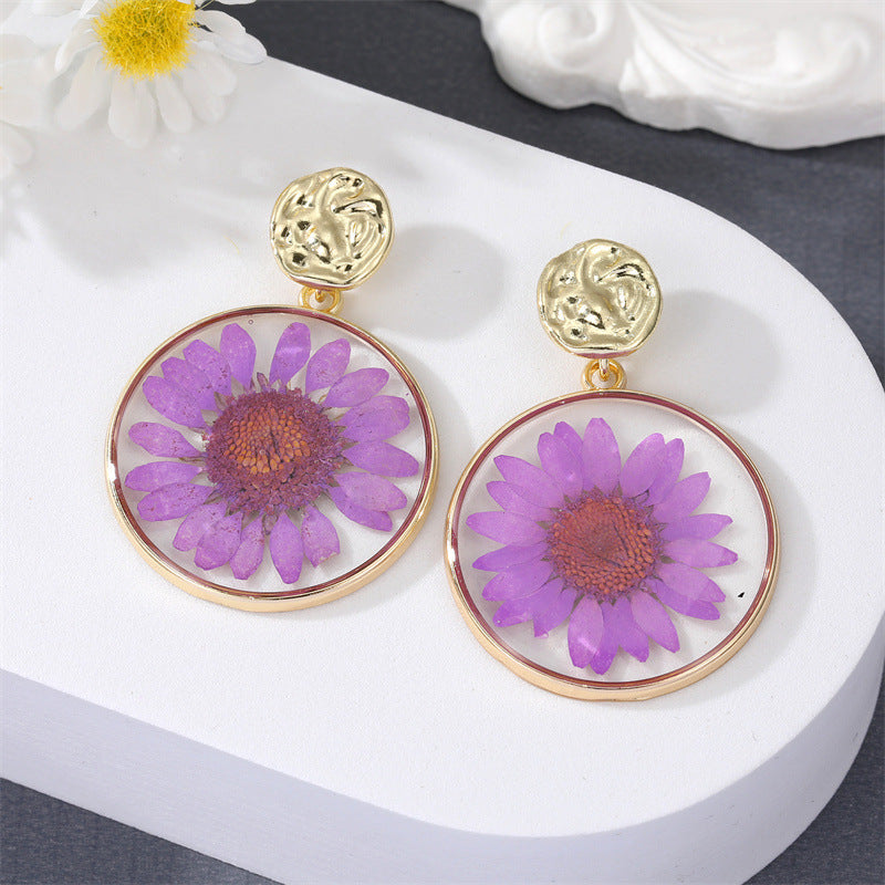 Transparent Daisy Resin Pendant Earrings